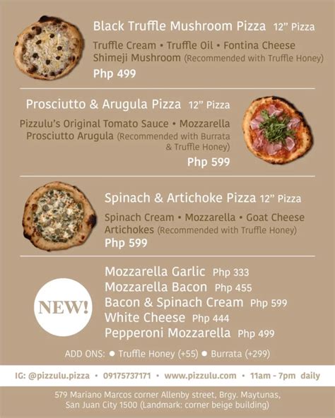 Pizzulu Menu .
